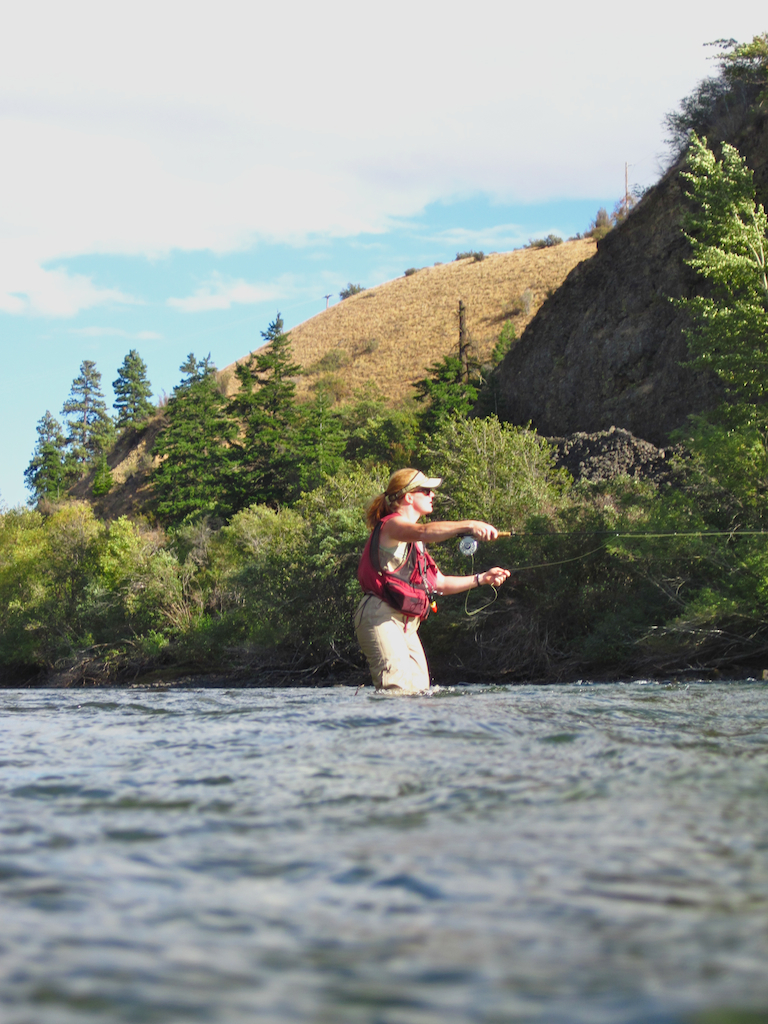 Liz Marzolf casts for Yakima River Trout